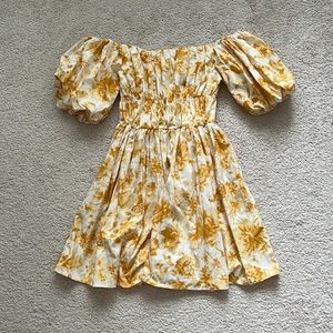 Abercrombie yellow floral off the shoulder dress